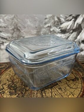 Vintage Fire-King Sapphire Blue Philbe Pattern Glass Refrigerator Dish 1941-1956